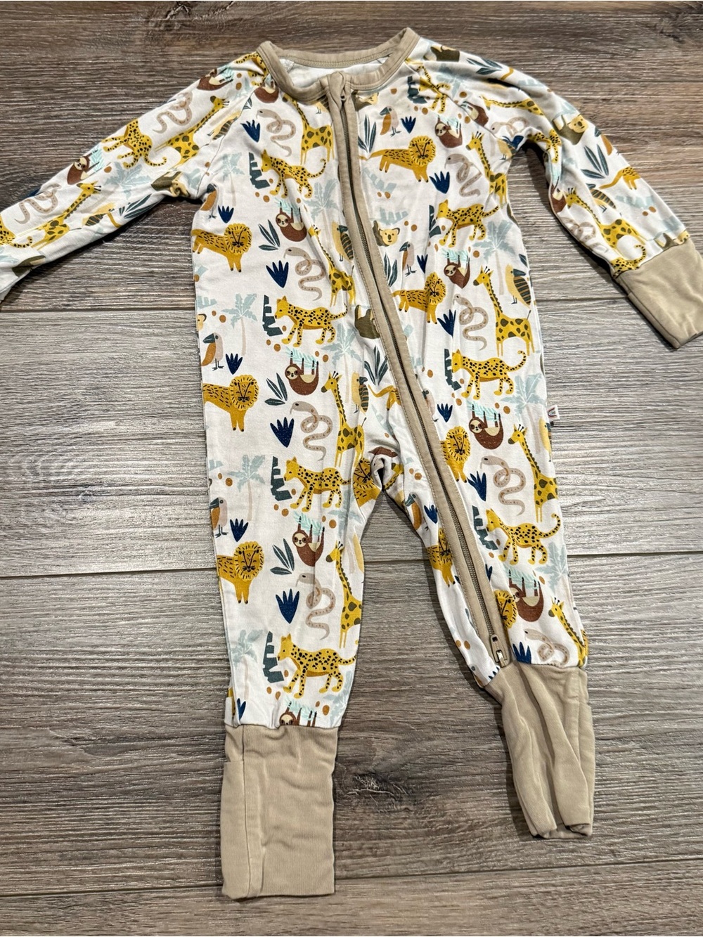 Emerson and Friends Beige & Yellow Safari Animal Baby One-Piece Bodysuit